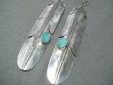 Phenomenal Navajo Native American Turquoise Sterling Silver Earrings-Nativo Arts