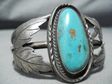 Marvelous Vintage Native American Navajo Kingman Turquoise Sterling Silver Bracelet Old-Nativo Arts