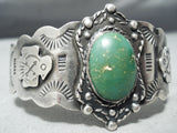 Quality Early Vintage Native American Navajo Sterling Silver Green Turquoise Bracelet Old-Nativo Arts