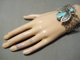 Intricate Vintage Flying Bug Turquoise Sterling Silver Bracelet-Nativo Arts