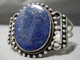 Huge Vintage Native American Navajo Moonlight Lapis Sterling Silver Bracelet Cuff Old-Nativo Arts