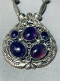 One Of The Most Unique Vintage Native American Navajo Amethyst Sterling Silver Necklace Old-Nativo Arts