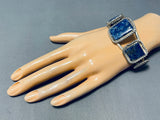 Native American Amazing Triple Squared Lapis Southwest Sterling Silver Bracelet-Nativo Arts