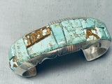 Amazing Vintage Native American Navajo Royston Turquoise Cobble Inlay Sterling Silver Bracelet-Nativo Arts