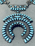 Phenomenal Vintage Native American Hopi Signed Kingman Cluster Sterling Silver Necklace-Nativo Arts