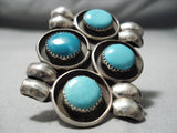 Towering Vintage Native American Navajo Circular Turquoise Sterling Silver Ring Huge-Nativo Arts