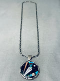 Extremely Unique Shooting Star Native American Navajo Turquoise Sterling Silver Space Necklace-Nativo Arts