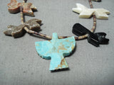 Native American Incredible Vintage Santo Domingo #8 Turquoise Sterling Silver Bird Necklace-Nativo Arts