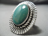 Huge Wave Master Native American Green Turquoise Sterling Silver Ring-Nativo Arts