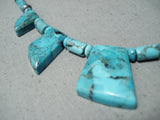 One Of The Best Vintage Native American Navajo Blue Diamond Turquoise Sterling Silver Necklace-Nativo Arts