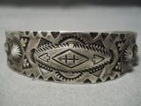 Early 1900's Vintage Native American Navajo Repoussed Sterling Silver Bracelet Old-Nativo Arts