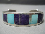 Important Vintage Native American Navajo Ray Tracey Turquoise Sugulite Sterling Silver Bracelet-Nativo Arts