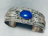 Quality Vintage Native American Navajo Lapis Sterling Silver Leaf Bracelet-Nativo Arts