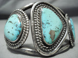 Bolstering Vintage Native American Navajo Old Morenci Turquoise Sterling Silver Bracelet-Nativo Arts