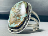 Gigantic Native American Navajo 8 Turquoise Sterling Silver Heavy Bracelet-Nativo Arts
