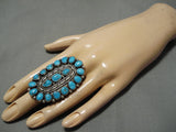 Fabulous Vintage Native American Navajo Blue Gem Turquoise Sterling Silver Ring-Nativo Arts