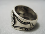 Opulent Vintage Native American Navajo #8 Turquoise Sterling Silver Ring Old-Nativo Arts