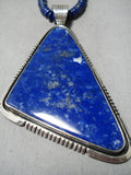 Electrifying Vintage Native American Navajo Lapis Sterling Silver Necklace Old-Nativo Arts