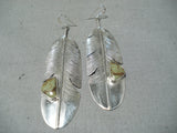 Fantastic Navajo Native American Green Turquoise Sterling Silver Earrings-Nativo Arts