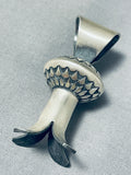 Derrick Cadman Native American Navajo Sterling Silver Squash Blossom Pendant-Nativo Arts