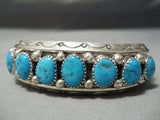 Thick And Heavy!! Vintage Native American Navajo Sky Blue Turquoise Sterling Silver Bracelet-Nativo Arts