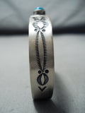 Signed Vintage Native American Navajo Sleeping Beauty Turquoise Sterling Silver Bracelet-Nativo Arts