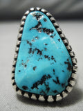 Superlative Vintage Native American Navajo Sleeping Beauty Turquoise Sterling Silver Ring-Nativo Arts