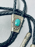 Childs Kid Vintage Native American Navajo Bab Turquoise Sterling Silver Bolo Tie-Nativo Arts