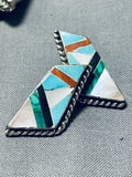 Important Vintage Native American Zuni Turquoise Inlay Sterling Silver Squash Blossom Necklace-Nativo Arts