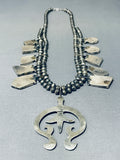 Rare Native American Acoma Vintage Turquoise Sterling Silver Squash Blossom Necklace-Nativo Arts