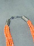 Drop Dead Gorgeous Native American Navajo Pink Coral Sterling Silver Tubule Necklace-Nativo Arts
