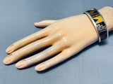 One Of The Best Vintage Native American Navajo Tigers Eye Sterling Silver Inlay Bracelet-Nativo Arts