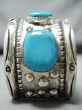 Thicker Vintage Native American Navajo Turquoise Sterling Silver Heavy Bracelet-Nativo Arts