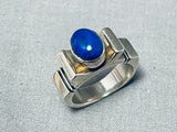 Ron Henry Vintage Native American Navajo Lapis Heavy 14k Gold Sterling Silver Ring-Nativo Arts