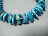 Stunning Vintage Native American Navajo Old Kingman Turquoise Sterling Silver Necklace-Nativo Arts