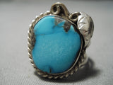 Amazing Vintage Native American Navajo Bisbee Turquoise Sterling Silver Ring Old-Nativo Arts