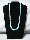 Native American Breathtaking Vintage Santo Domingo Turquoise Sterling Silver Necklace Old-Nativo Arts