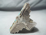 One Of The Biggest Tall Native American Navajo Thunderbird #8 Turquoise Sterling Silver Ring-Nativo Arts