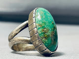 Important Vintage Native American Navajo Gibson Nez Green Turquoise Sterling Silver Ring-Nativo Arts