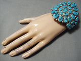 Important Vintage Native American Navajo Sleeping Beauty Turquoise Sterling Silver Bracelet Old-Nativo Arts