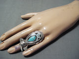 Fabulous Navajo Kingman Turquoise Sterling Silver Ring Native American-Nativo Arts