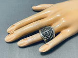 Heavy 4 Directions Vintage Native American Navajo Sterling Silver Yazzie Ring-Nativo Arts