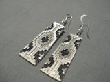 Important Native American Navajo Rug Design Sterling Silver Dan Jackosn Earrings-Nativo Arts