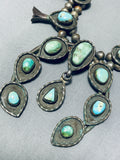 Royston Turquoise Vintage Native American Navajo Sterling Silver Squash Blossom Necklace-Nativo Arts