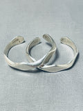 Signed Pair Vintage Native American Navajo Sterling Silver Bracelet Set-Nativo Arts
