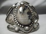 One Of The Best Vintage Native American Navajo Petrified Wood Sterling Silver Bracelet Old-Nativo Arts