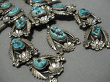 300 Gram Vintage Native American Navajo Turquoise Sterling Silver Squash Blossom Necklace Old-Nativo Arts