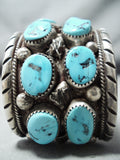 Heavy Vintage Native American Navajo Sleeping Beauty Turquoise Sterling Silver Bracelet Old-Nativo Arts