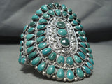 Important Best Vintage Native American Navajo Green Turquoise Sterling Silver Bracelet-Nativo Arts