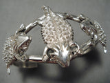 Statement Heavy Toad Vintage Native American Navajo Sterling Silver Bracelet Cuff-Nativo Arts